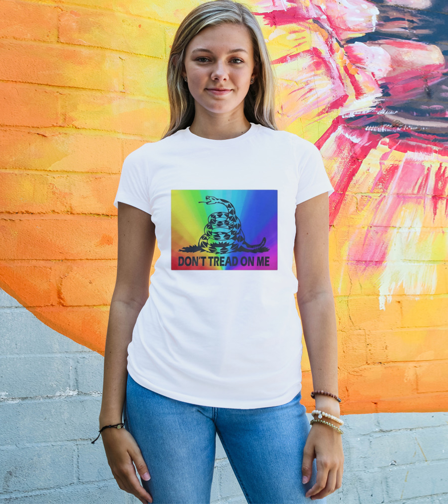 Rainbow Don't Tread On Me Snake T-Shirt