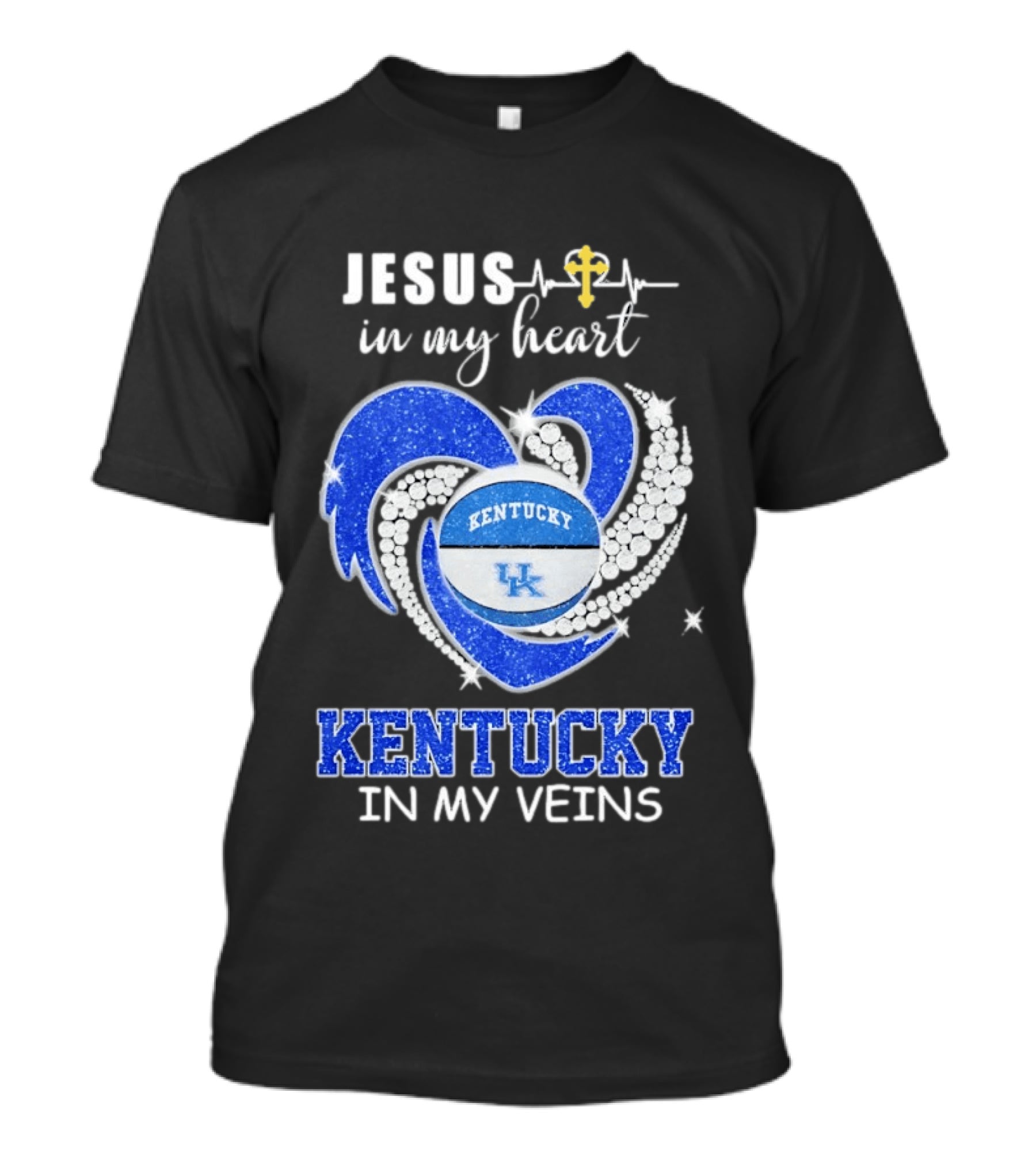 Jesus In My Heart Kentucky In My Veins Wildcats UK Basketball Passion T-Shirt