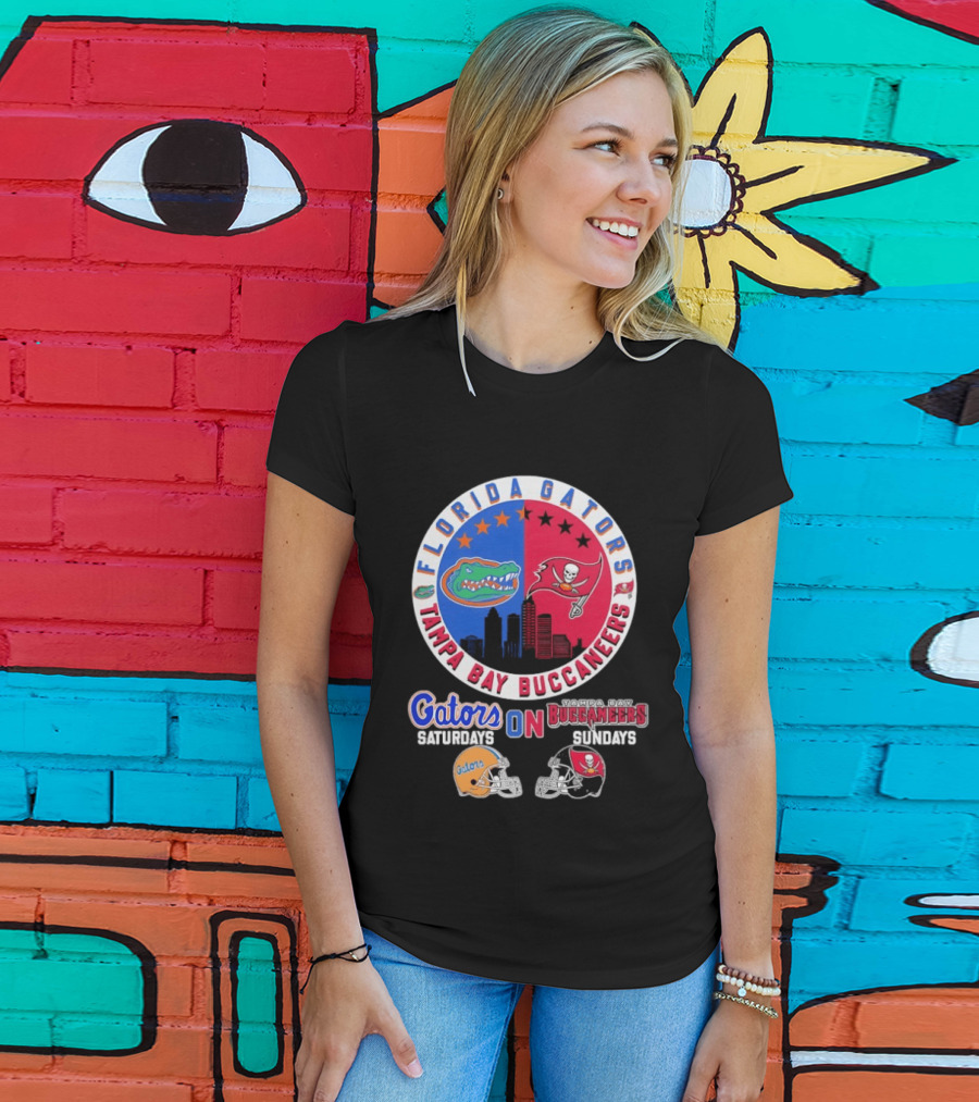 Florida Gators Tampa Bay Buccaneers Saturdays Sundays Helmet Mashup T-Shirt