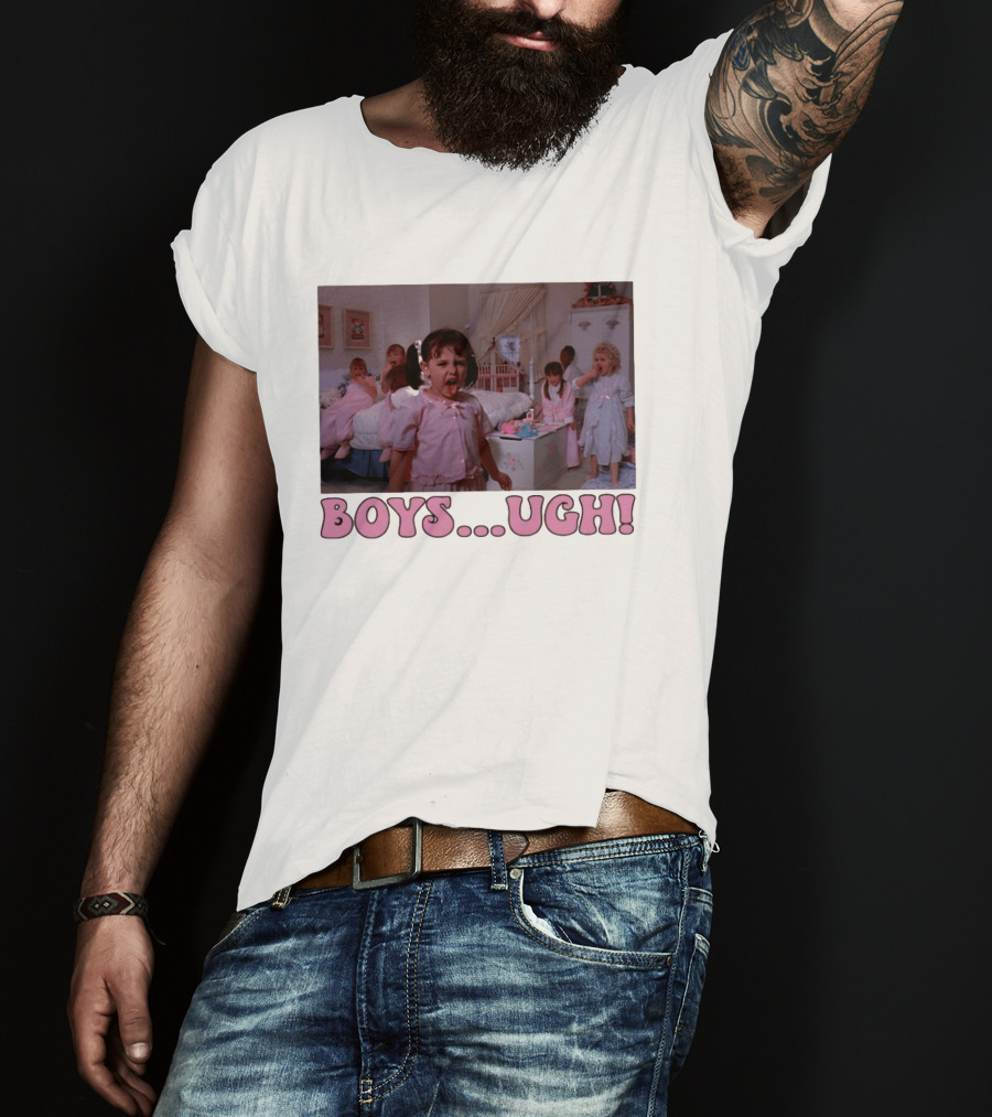 Boys Ugh Funny Valentine's Day Pink Pajama Party Classic Movie Scene T-Shirt