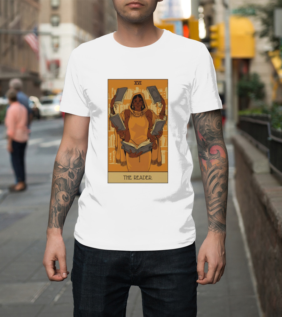 XVI The Reader Tarot Card Modern Witch Aesthetic Books Library T-Shirt