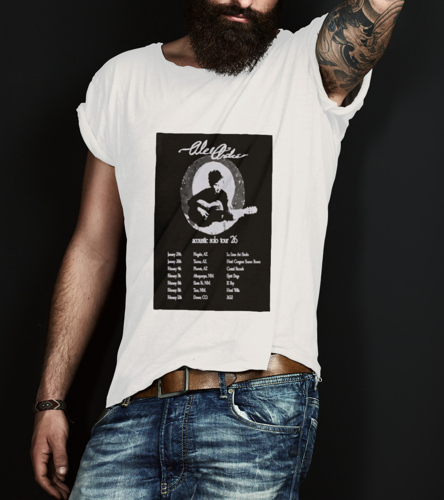Alec André Acoustic Solo Tour 2026 Concert Dates And Locations T-Shirt
