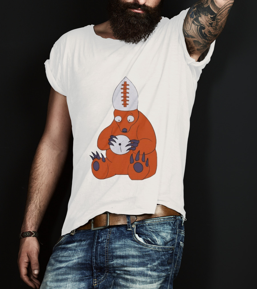 Chicago Bears Mascot Cartoon With Football Pope Hat T-Shirt