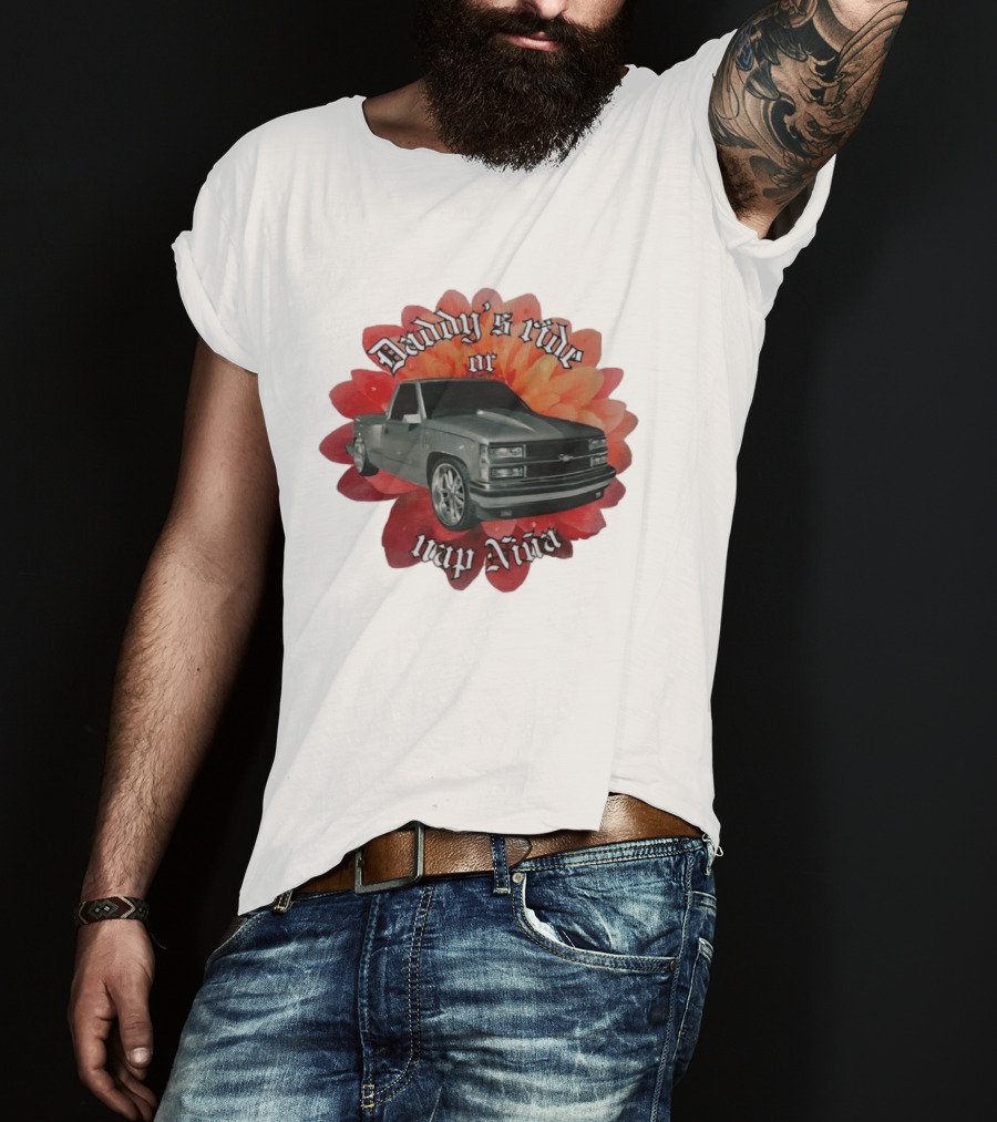 Daddy's Ride Or Nap Niña Car Floral T-Shirt