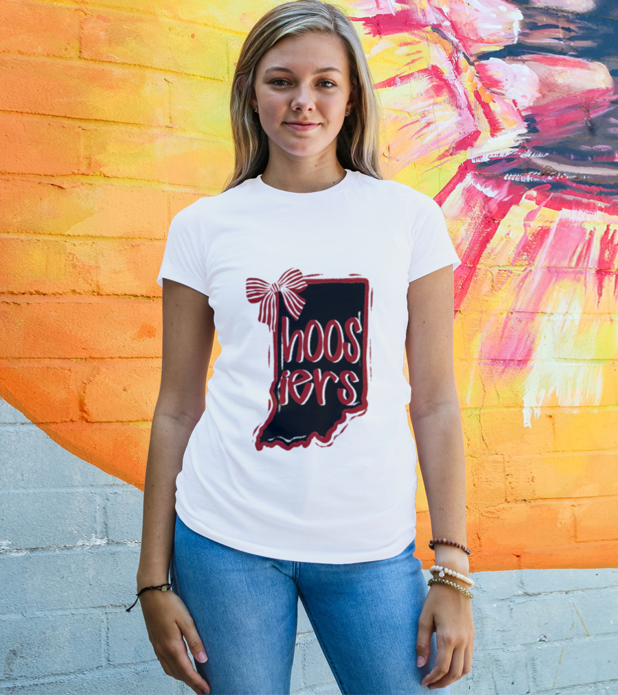 Hoosiers Indiana State Outline Bow Game Day T-Shirt