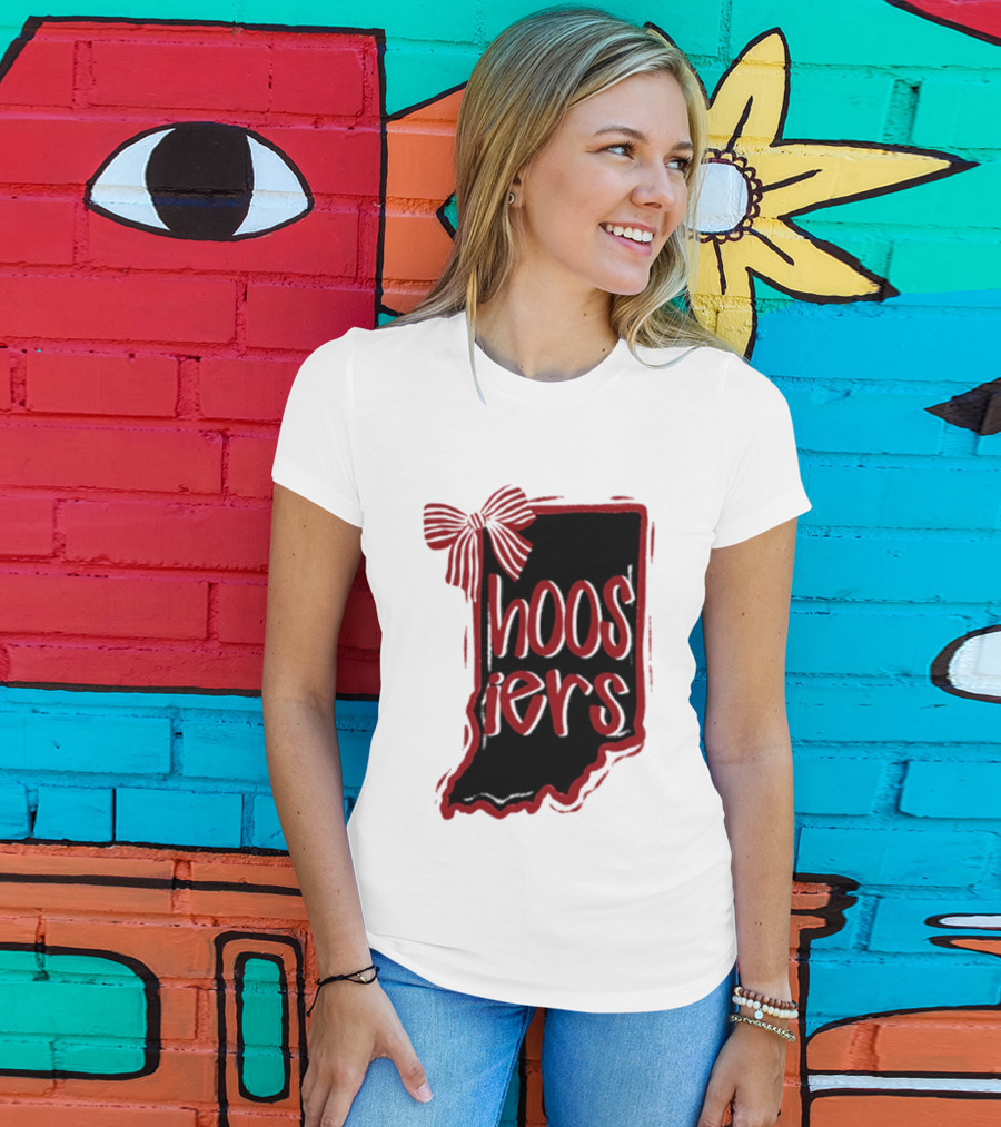 Hoosiers Indiana State Outline Bow Game Day T-Shirt