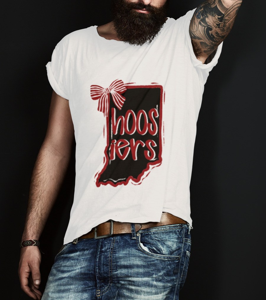 Hoosiers Indiana State Outline Bow Game Day T-Shirt