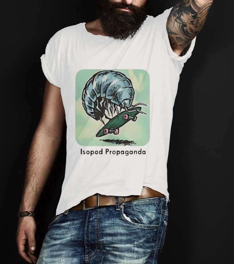 Isopod Riding Skateboard Fun Surreal T-Shirt