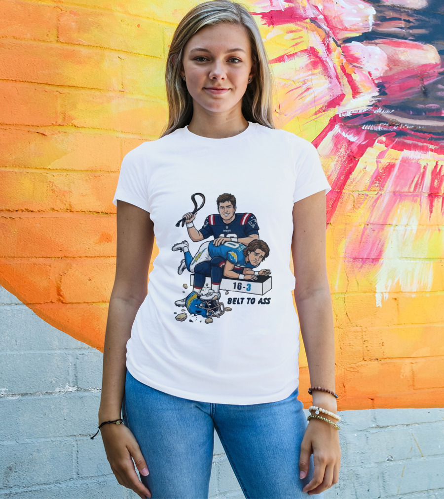 New England Patriots Belt To Ass 16 3 Sports Rivals Comic T-Shirt