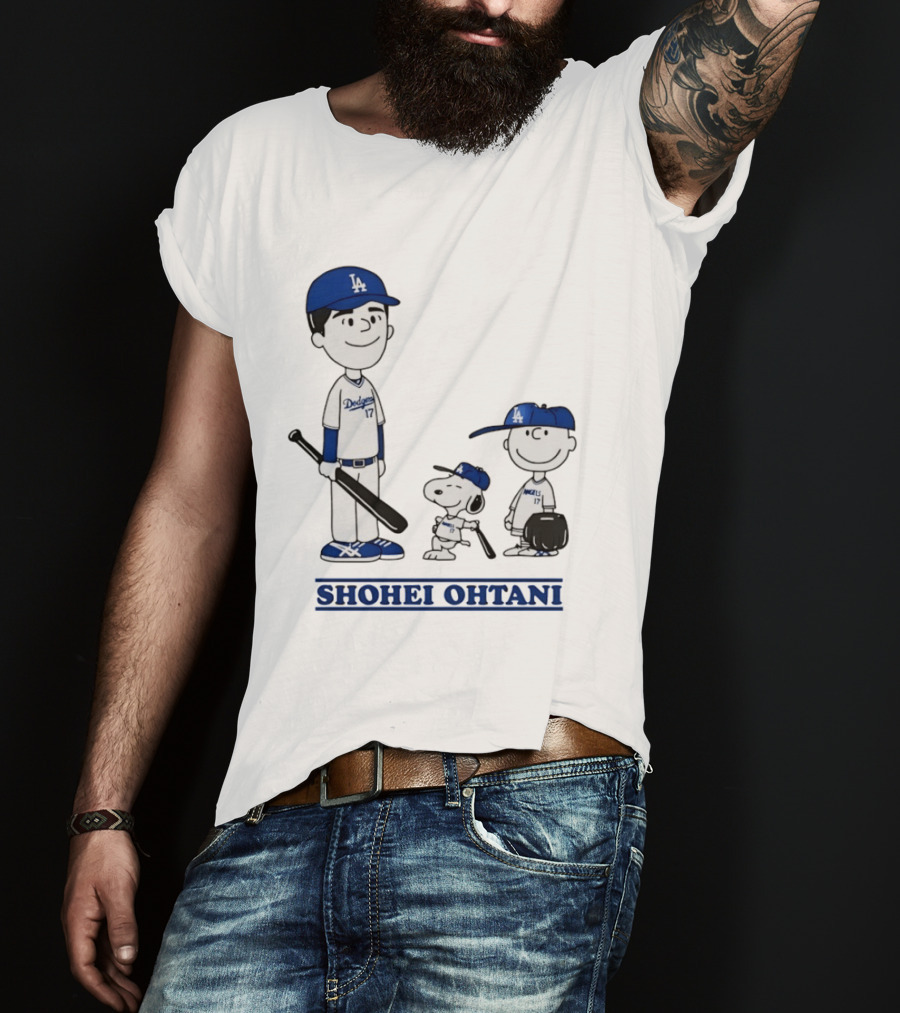 Snoopy Shohei Ohtani Los Angeles Dodgers Baseball Peanuts T-Shirt