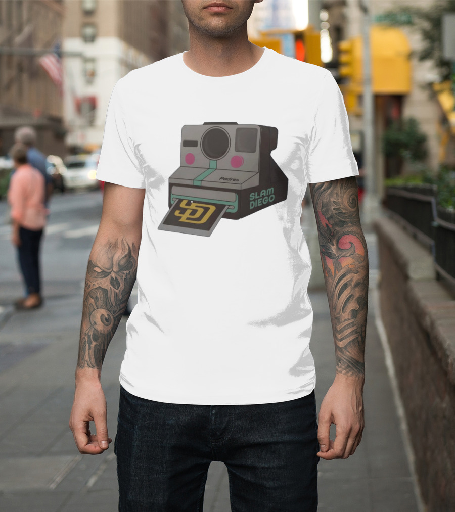 Slam Diego Padres Vintage Polaroid Camera MLB T-Shirt