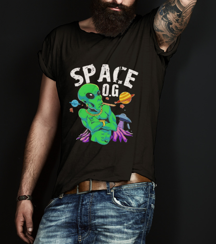 SPACE O.G. Alien Smoking Planets UFO Chain T-Shirt