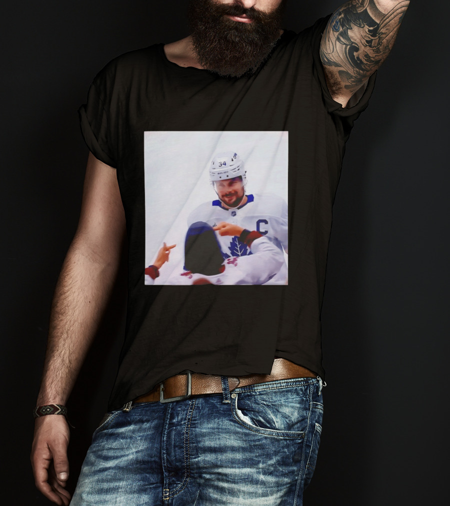 Auston Matthews Smirk Number 34 Maple Leafs Captain Ice Hockey Moment T-Shirt