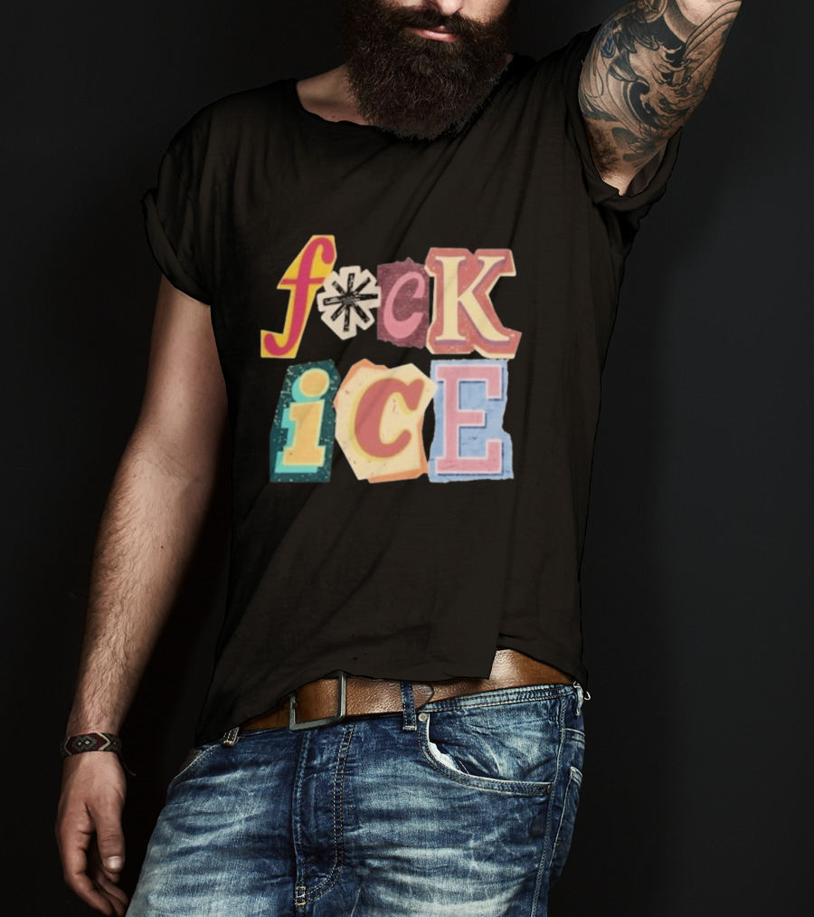 F*ck Ice Magazine Text Collage T-Shirt