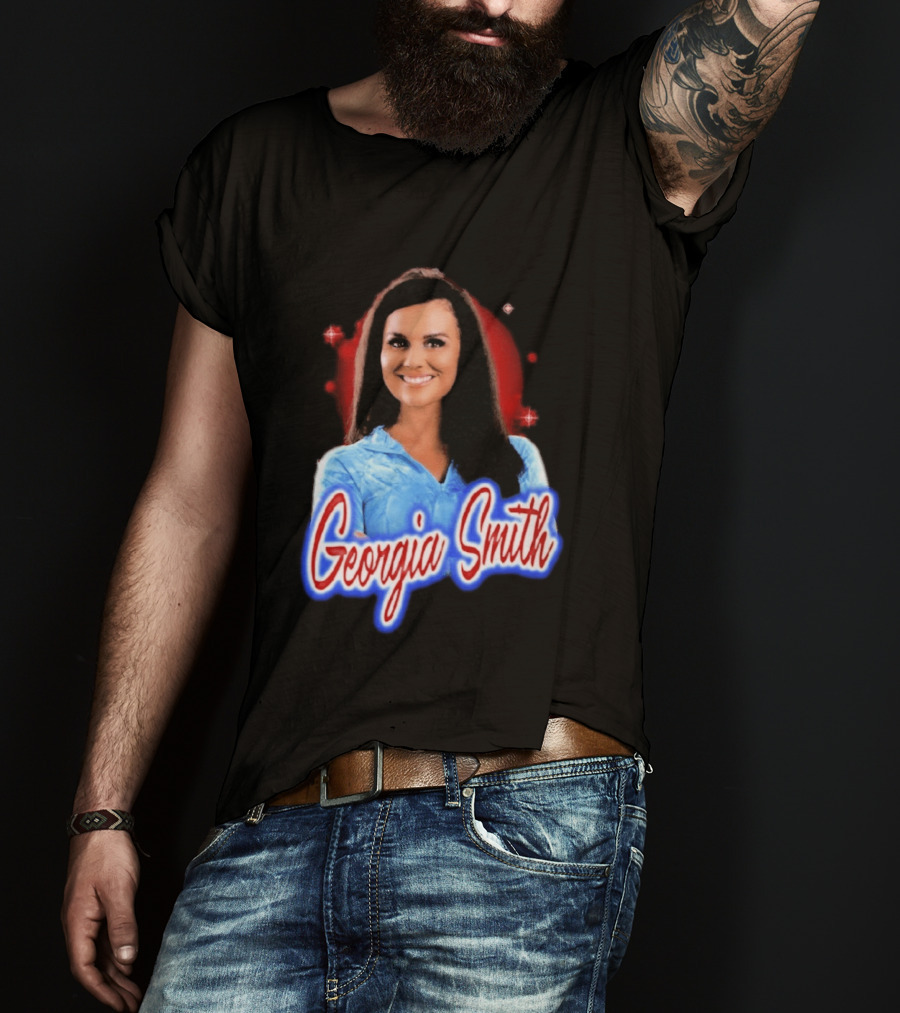 Georgia Smith Blue Top Red T-Shirt