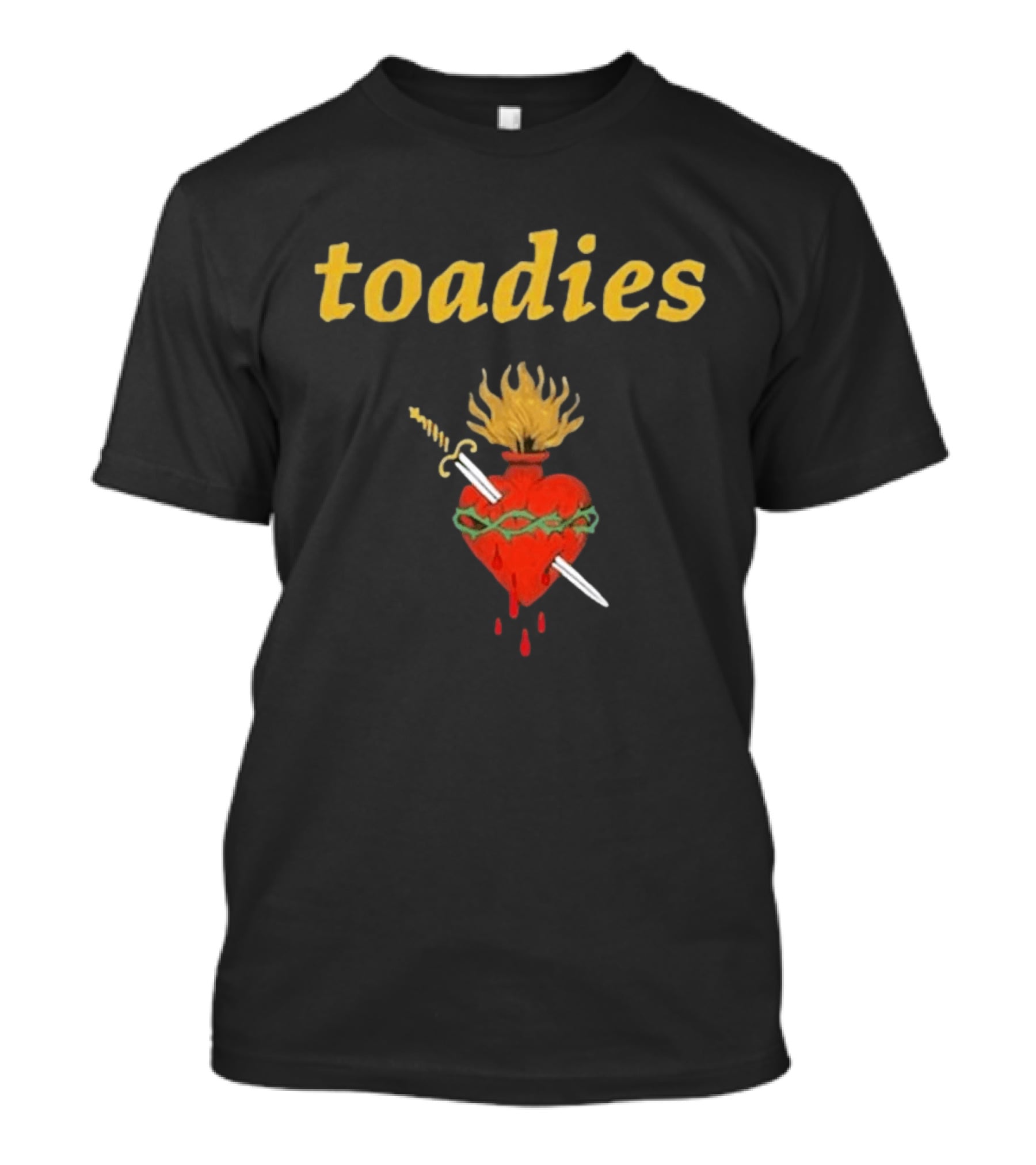Toadies Sacred Heart Flaming Sword And Crown Of Thorns T-Shirt
