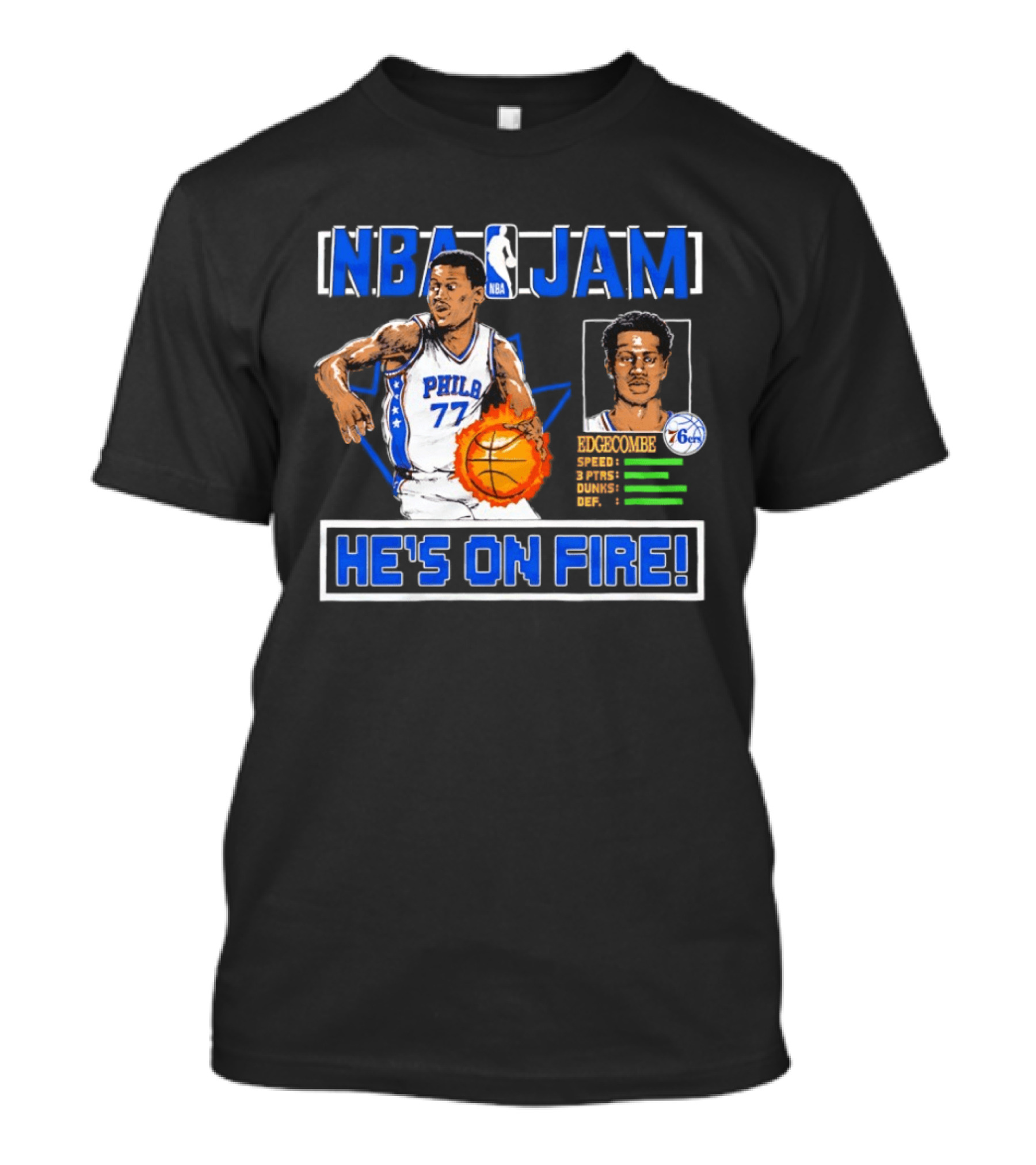 NBA Jam VJ Edgecombe Philadelphia 76ers He's On Fire T-Shirt