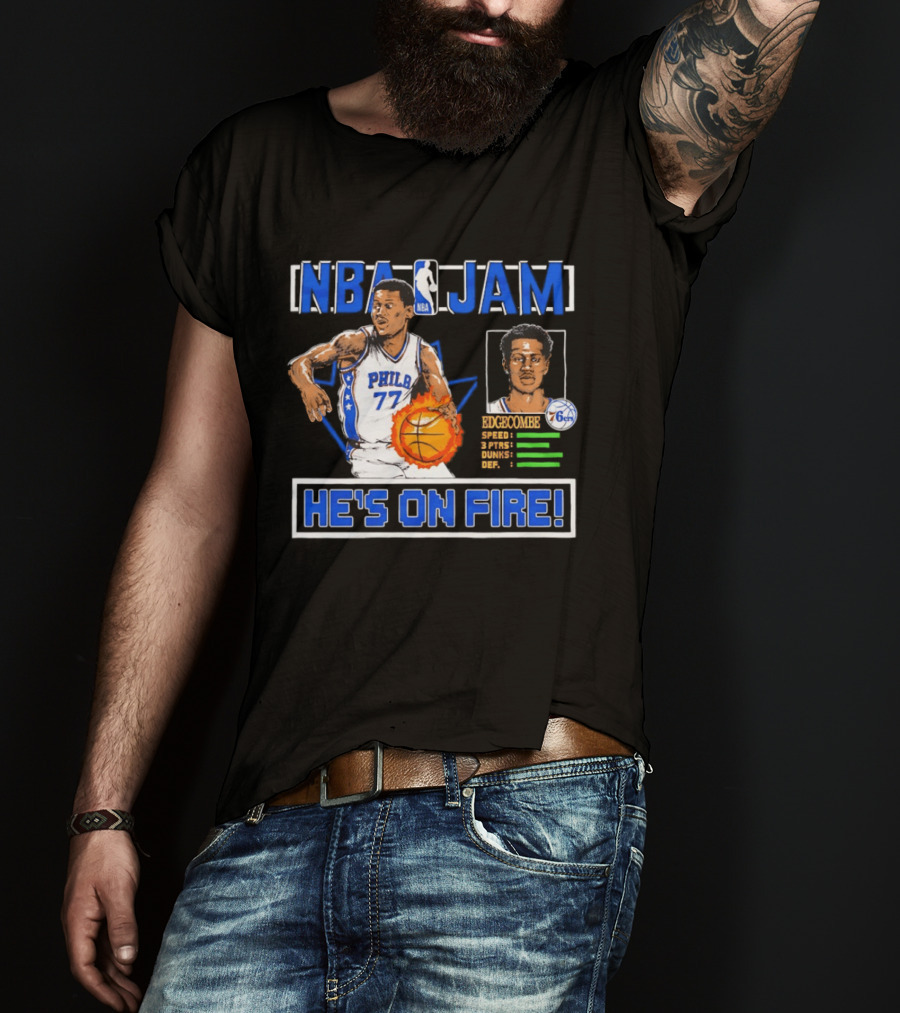 NBA Jam VJ Edgecombe Philadelphia 76ers He's On Fire T-Shirt