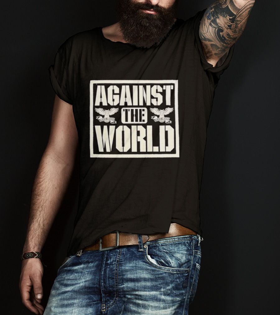 Against The World Eagle Motif T-Shirt