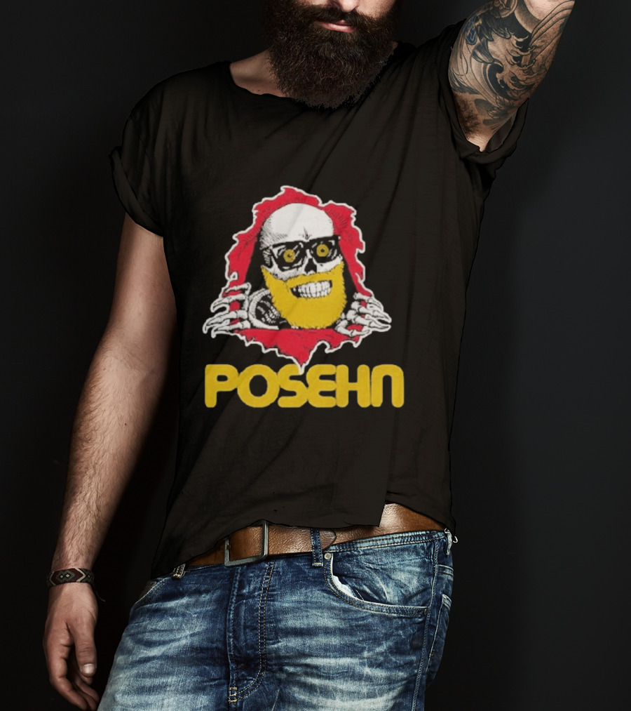 Brian Posehn Bonez Skull Design With Glasses And Yellow Beard T-Shirt