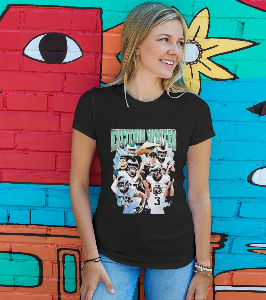 Philadelphia Eagles Exciting Whites Players And Eagle T-Shirt