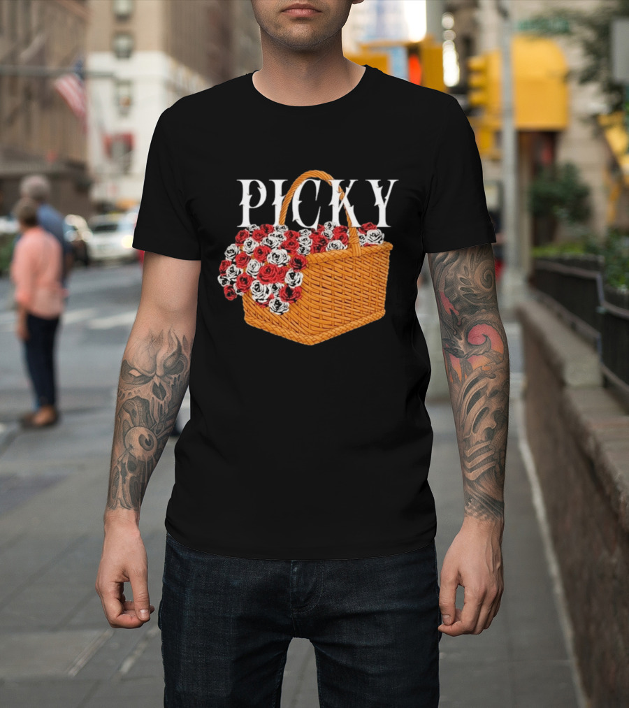Picky Basket Of Red And White Roses T-Shirt