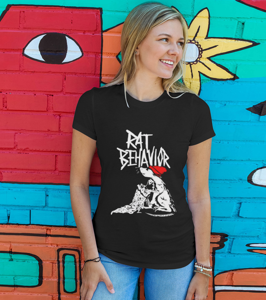 Rat Behavior Graphic With Red Hat And White Rat T-Shirt