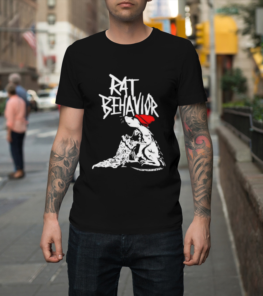 Rat Behavior Graphic With Red Hat And White Rat T-Shirt