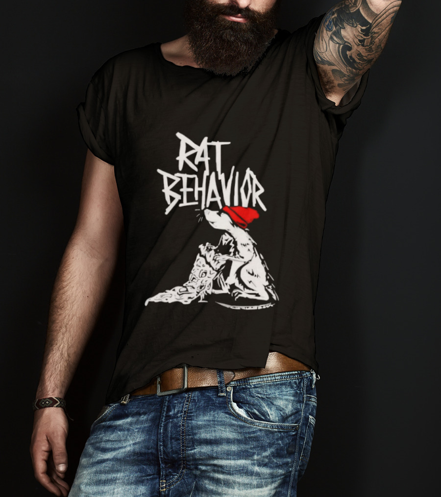 Rat Behavior Graphic With Red Hat And White Rat T-Shirt