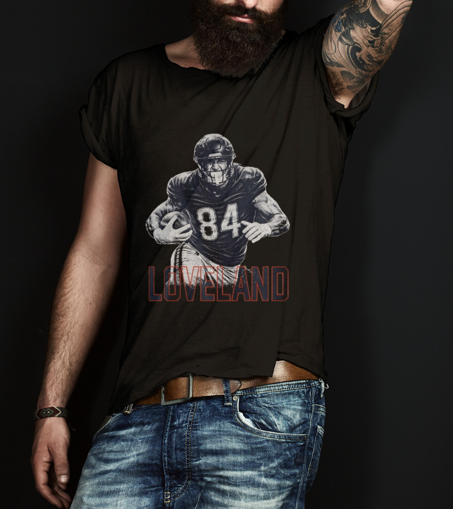 Colston Loveland 84 Chicago Bears Football Player Halftone T-Shirt