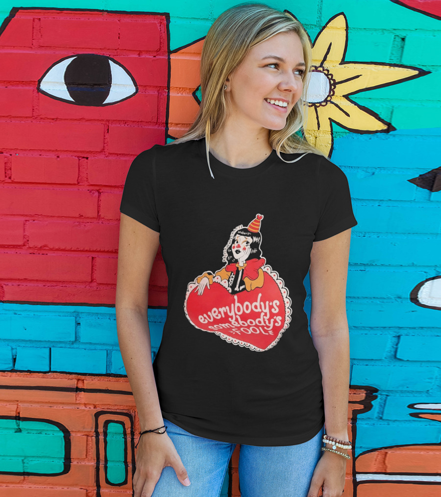 Everybody's Somebody's Fool Vintage Cartoon Clown Heart T-Shirt