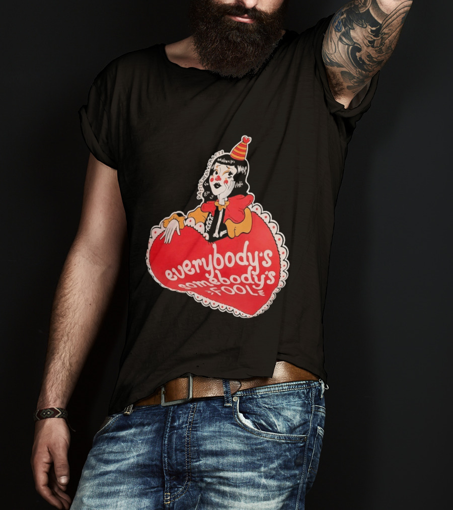 Everybody's Somebody's Fool Vintage Cartoon Clown Heart T-Shirt