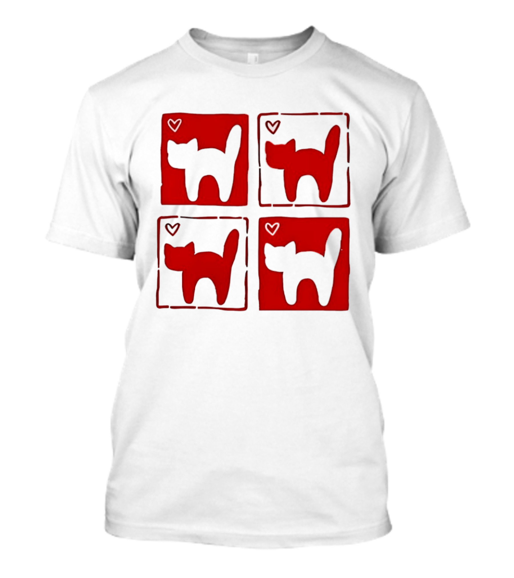 Y2K Cat Love Hearts Retro 2000s Square T-Shirt