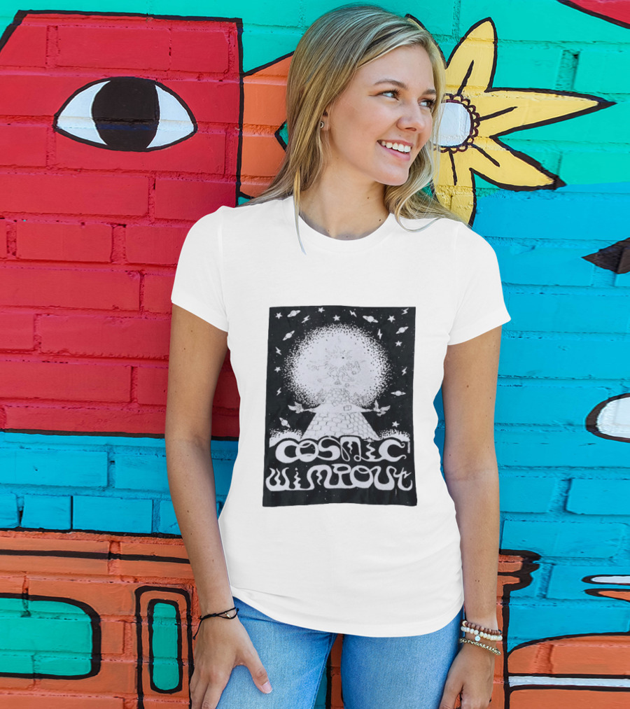 Cosmic Wimpout Psychedelic Pyramid Dice Explosion With UFOs And Stars T-Shirt