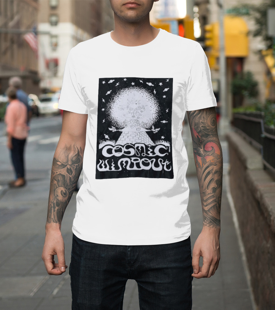 Cosmic Wimpout Psychedelic Pyramid Dice Explosion With UFOs And Stars T-Shirt