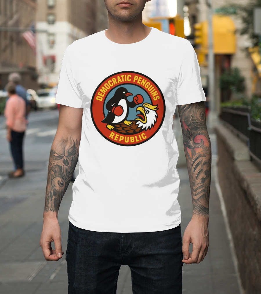 Democratic Penguins Republic Boxing Penguin Vs Eagle T-Shirt
