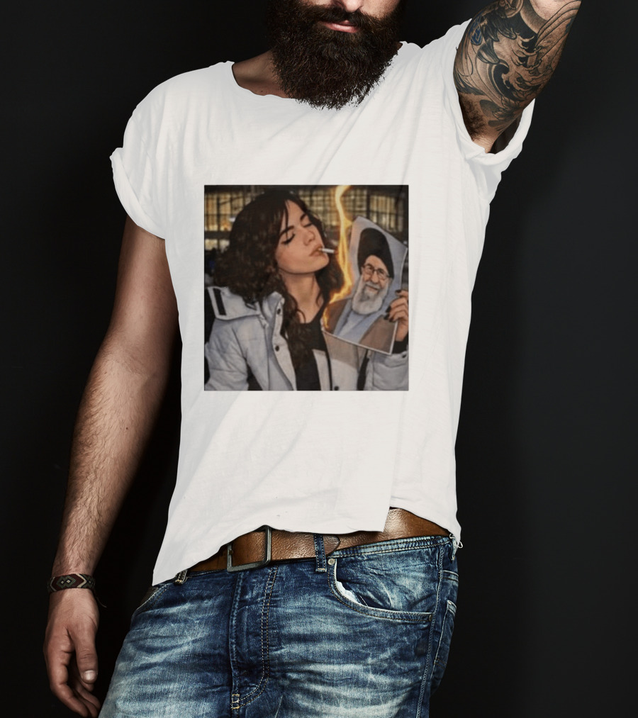Burning Image Of Khamenei Revolution Rebellion Symbolism T-Shirt