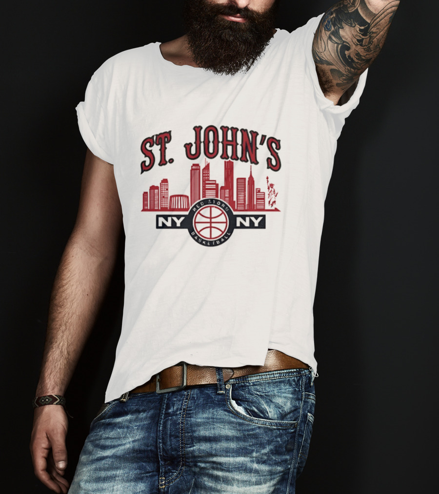 St John's Red Storm Basketball Skyline NY NY T-Shirt