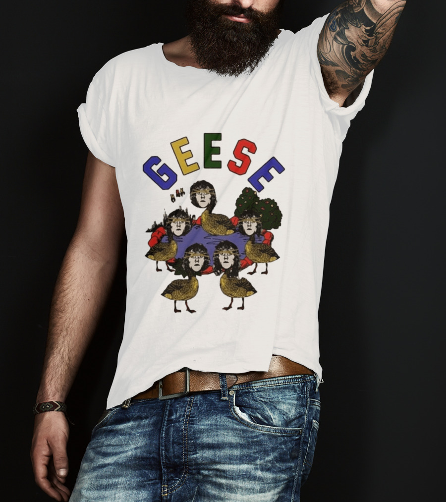 Geese Faces In Pond With Colorful Letters T-Shirt