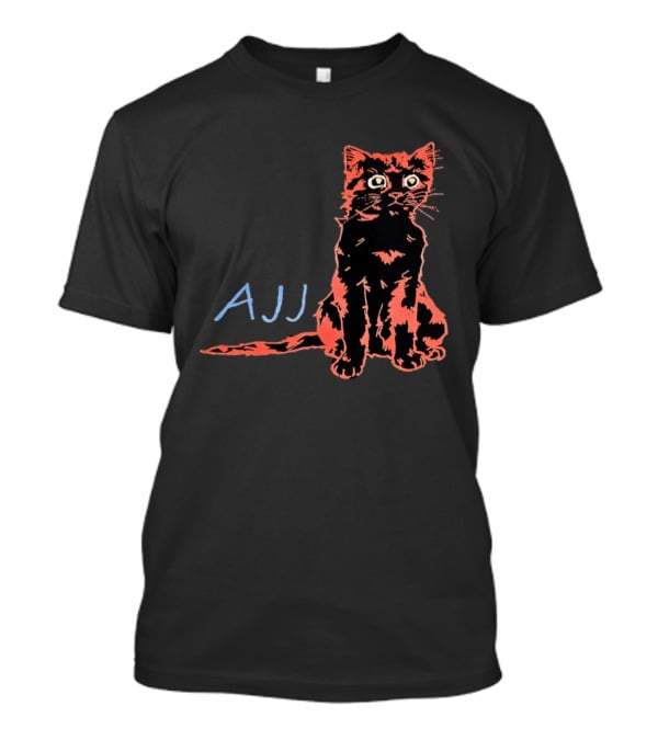 AJJ Cat Vibrant Cartoon Rock Band Merchandise T-Shirt