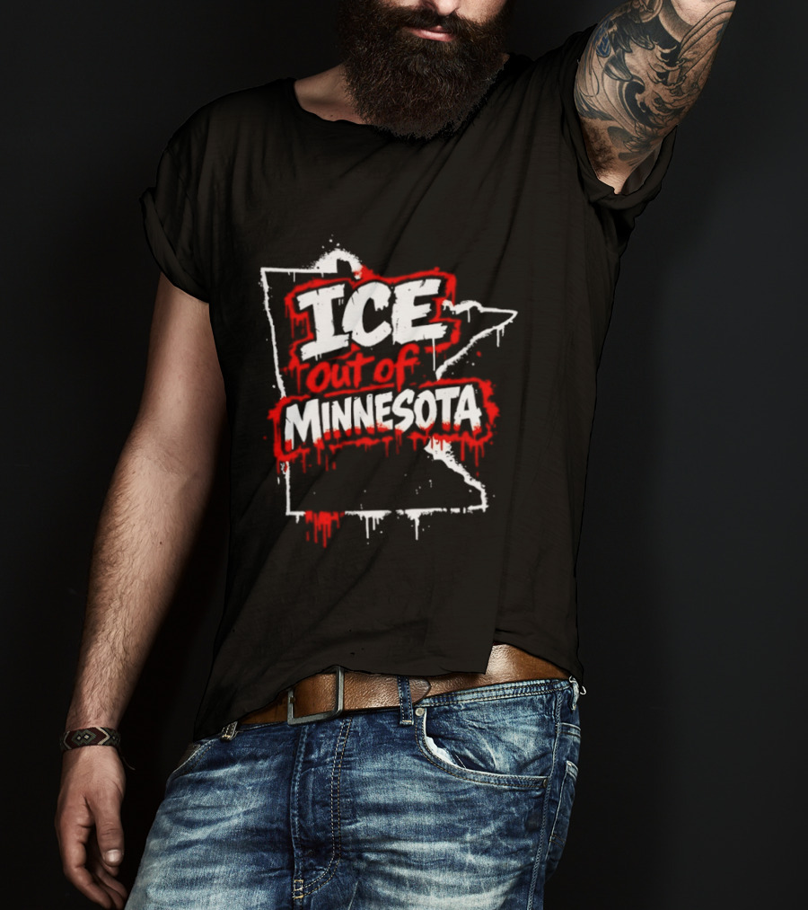 ICE Out Of Minnesota Bloody Map T-Shirt
