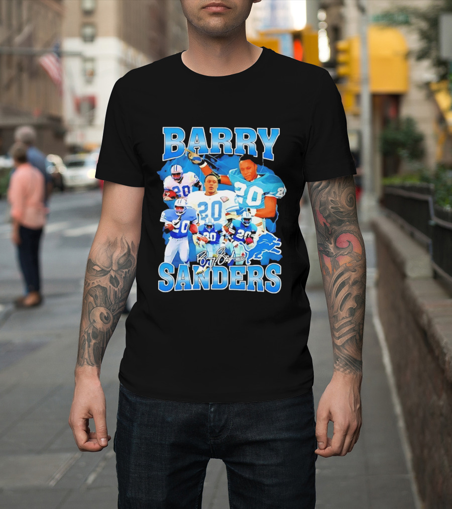 Barry Sanders 20 Detroit Lions Legend NFL Running Back Football T-Shirt