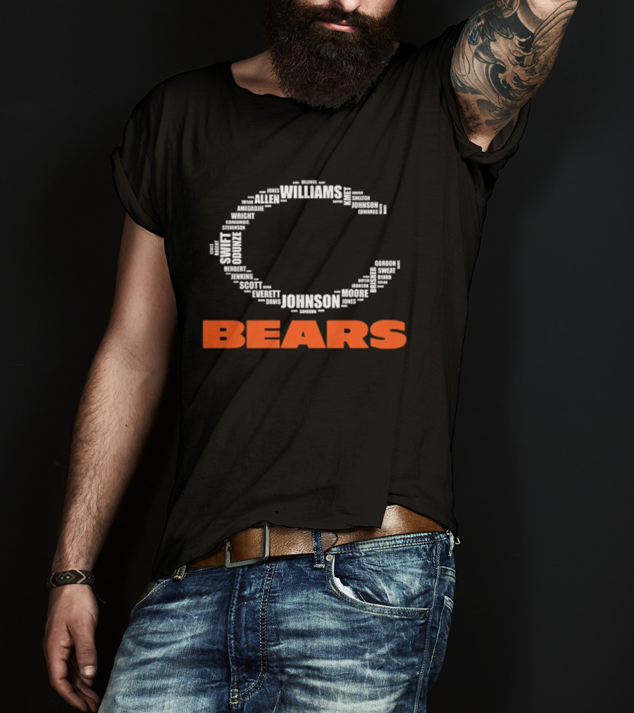 Chicago Bears Football Players C Shape Names Formation T-Shirt