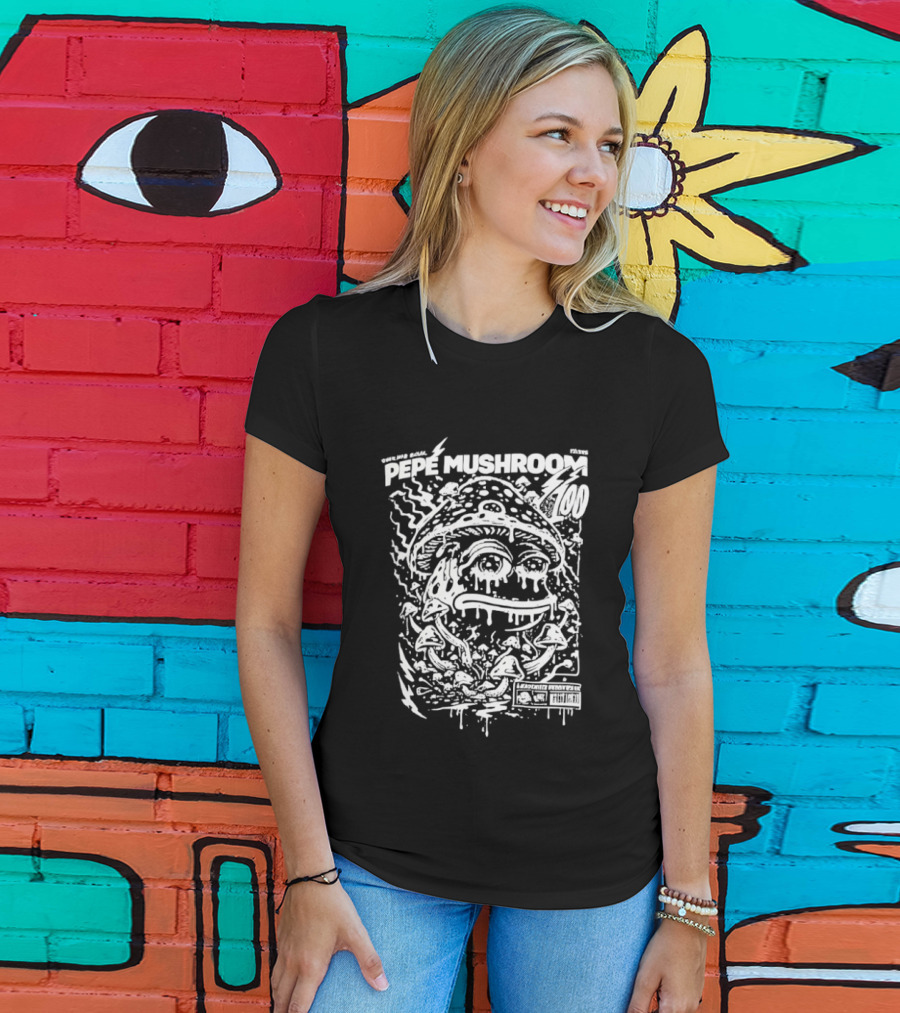 Pepe Mushroom Trippy Frog Motif T-Shirt