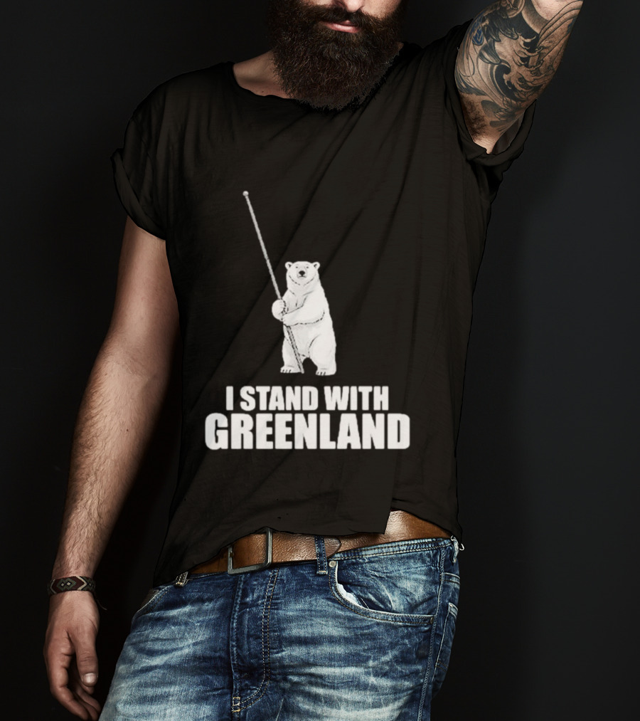 I Stand With Greenland Polar Bear Holding Staff T-Shirt