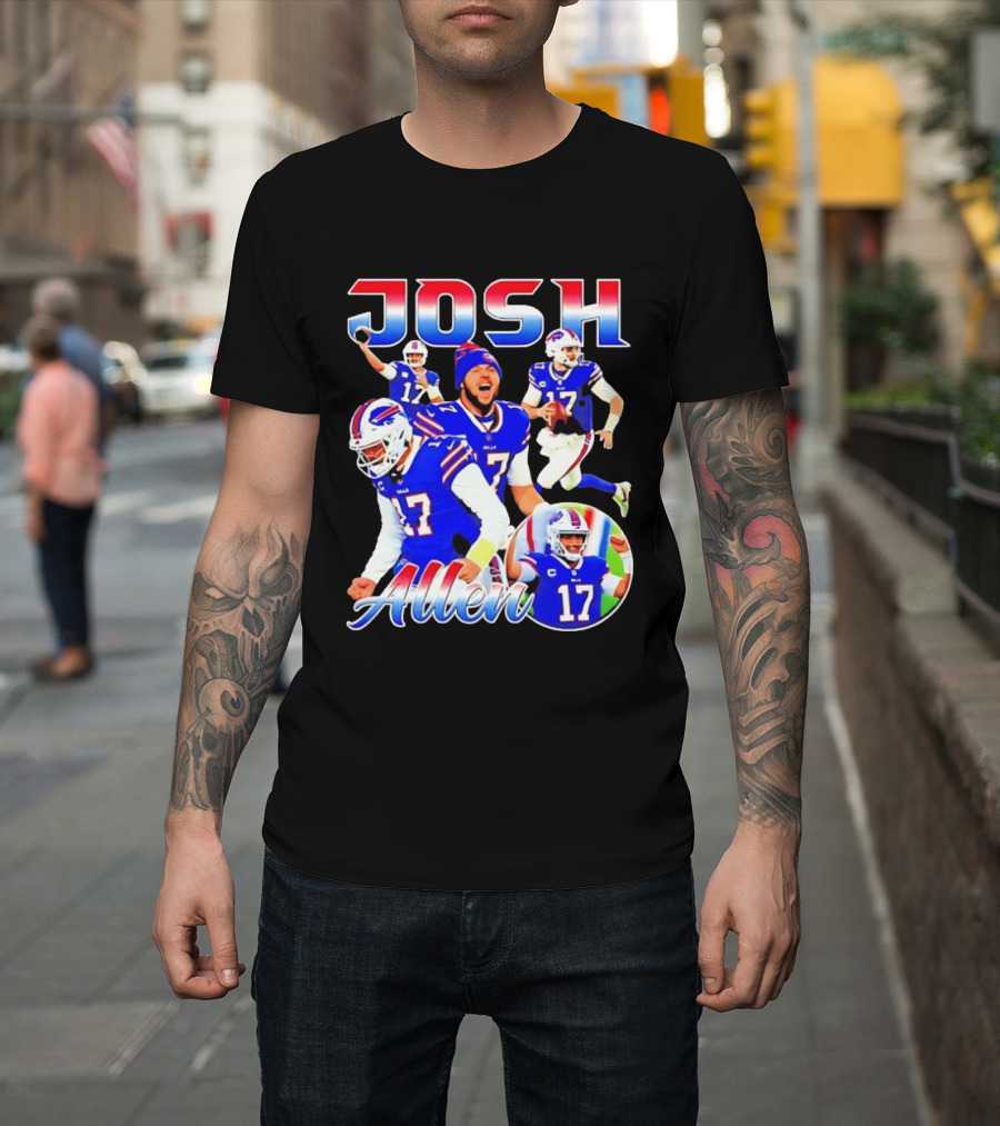JOSH Allen Buffalo Bills Player 17 Collage 2026 T-Shirt