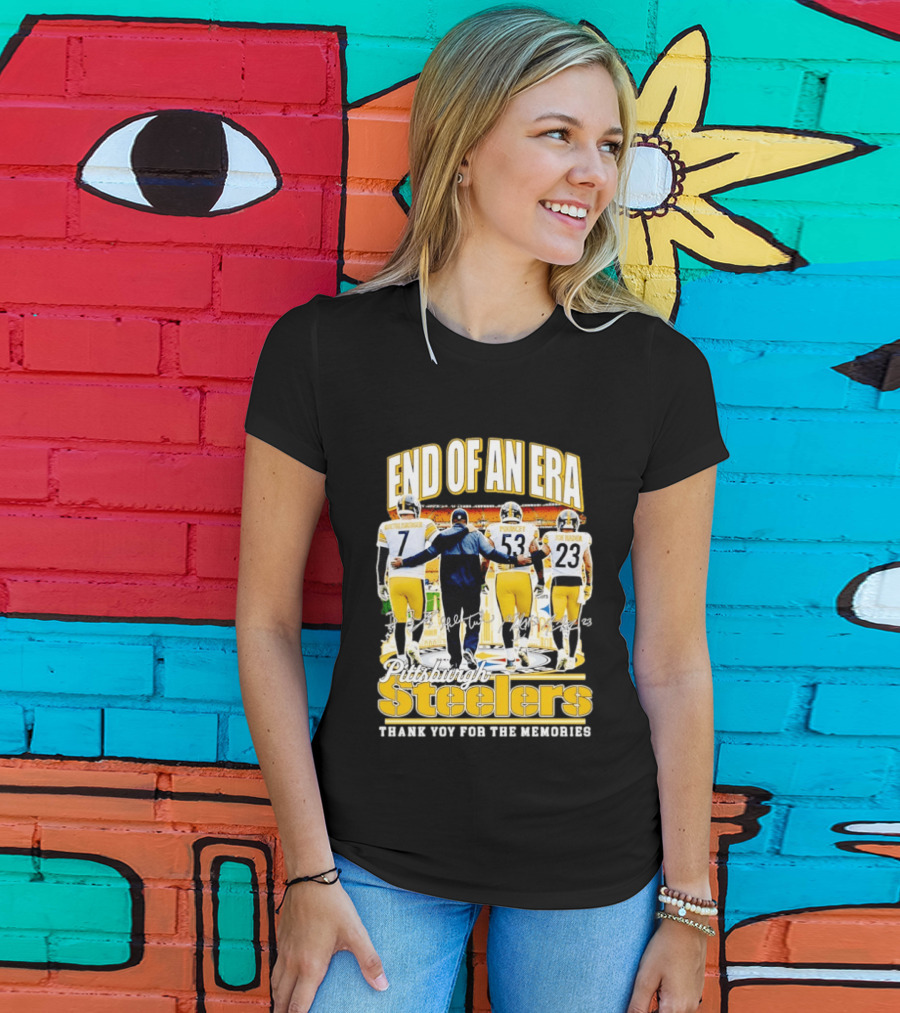 Pittsburgh Steelers End Of An Era Thank You For The Memories Ben Roethlisberger Maurkice Pouncey Joe Haden T-Shirt