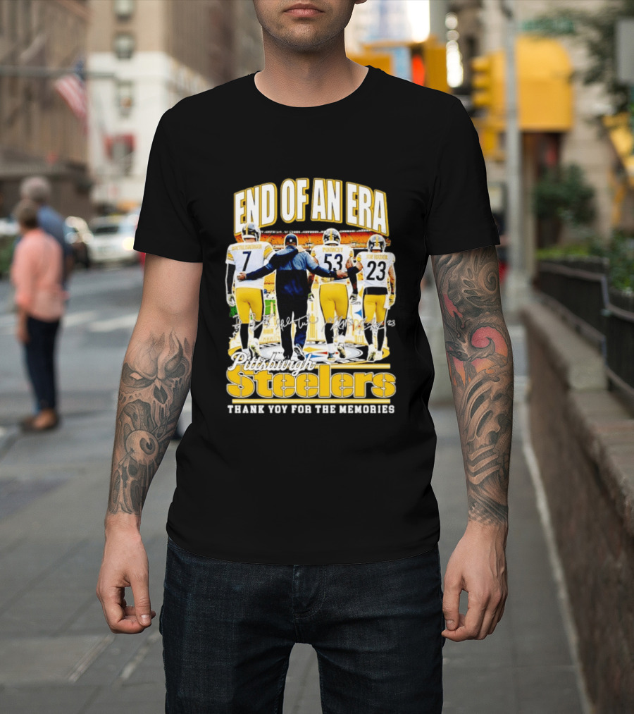 Pittsburgh Steelers End Of An Era Thank You For The Memories Ben Roethlisberger Maurkice Pouncey Joe Haden T-Shirt