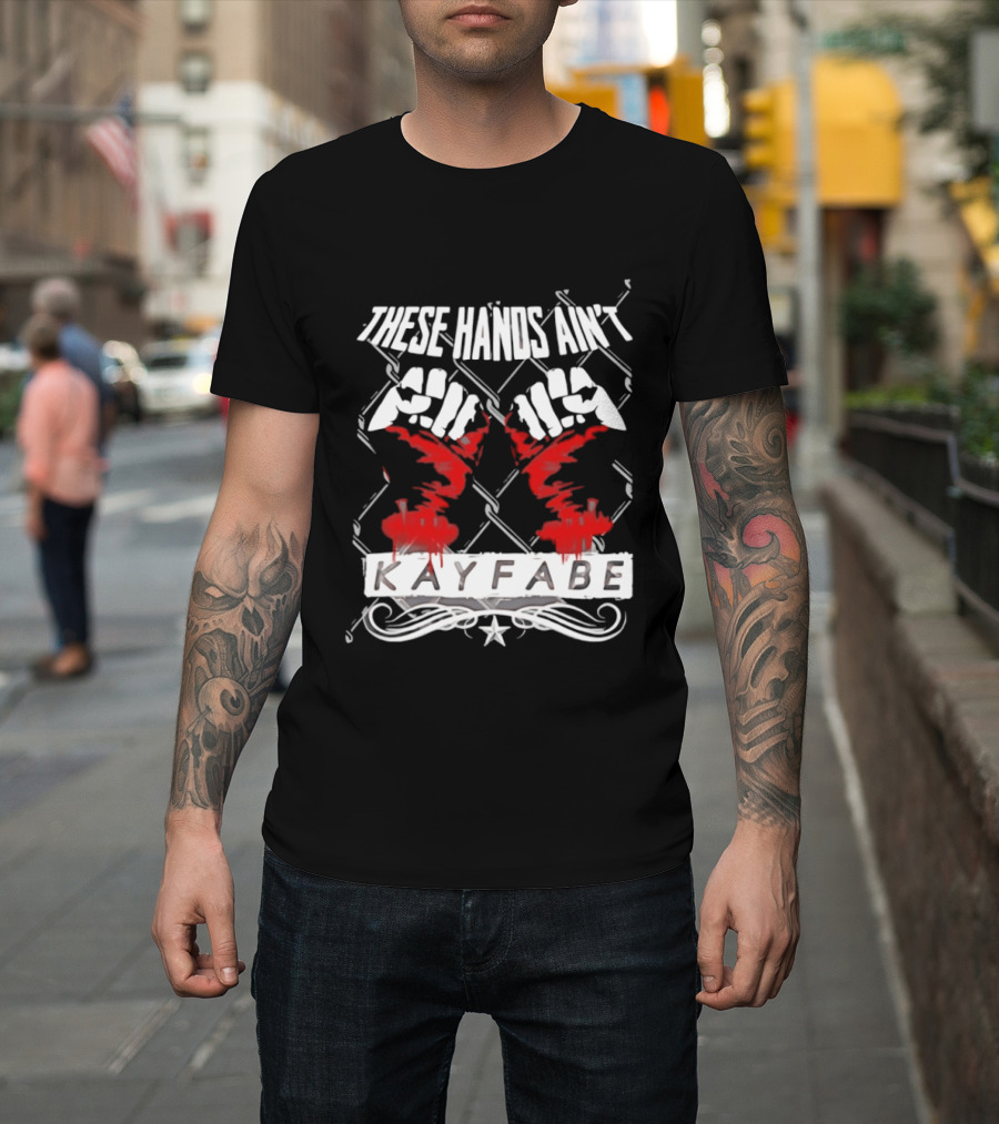 These Hands Ain't Kayfabe Bloody Knuckles With Chainlink Fence T-Shirt
