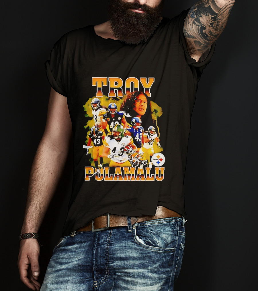 Troy Polamalu 43 Pittsburgh Steelers Collage 2026 T-Shirt